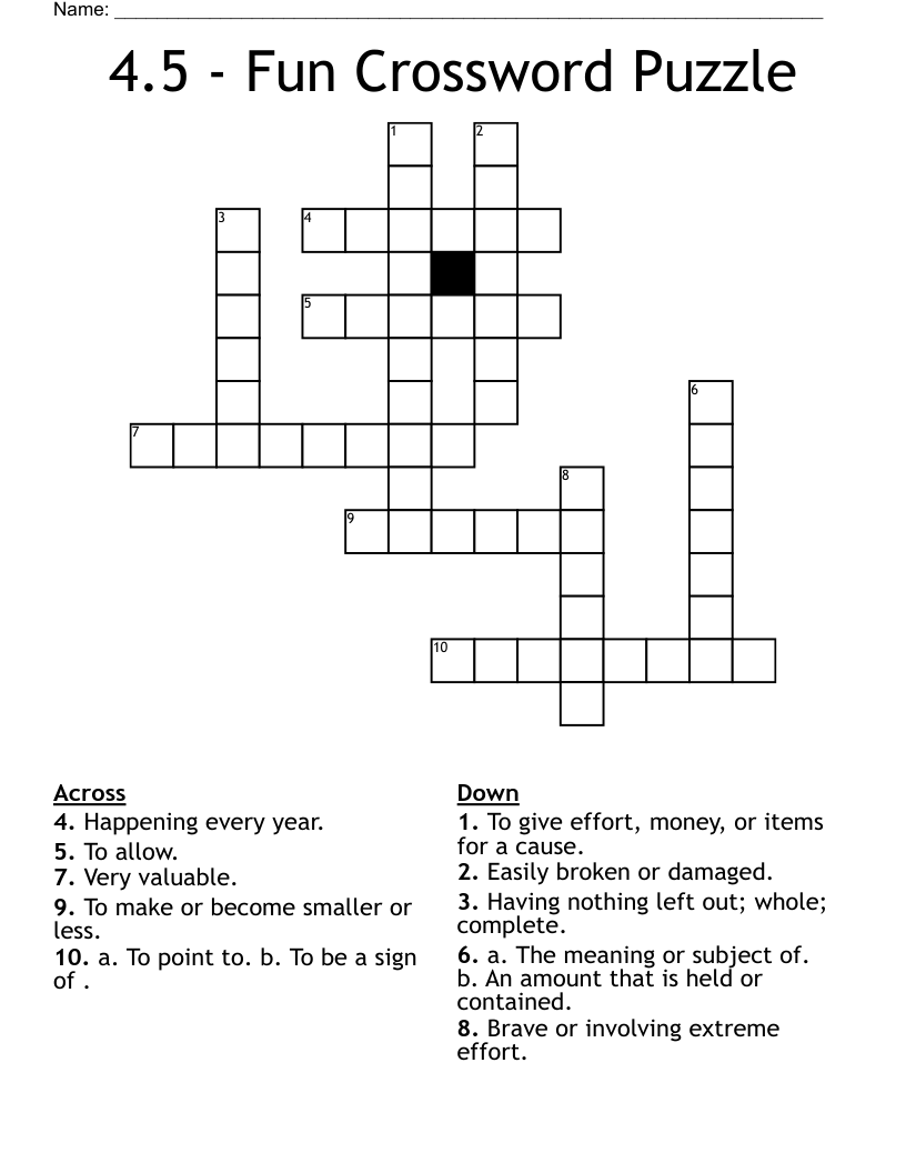 4 5 Fun Crossword Puzzle WordMint