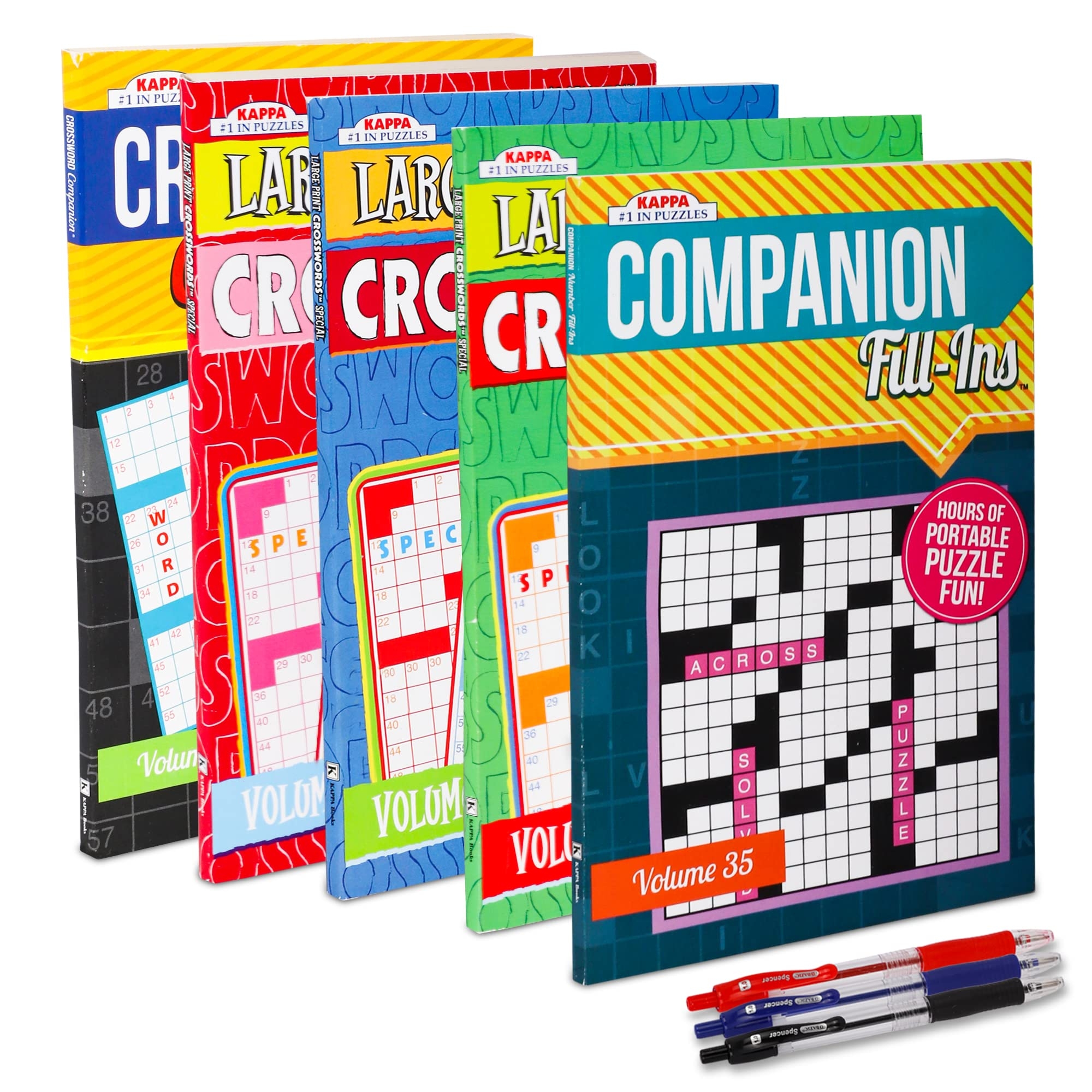 Amazon VARIETY SAVINGS 5 Pack 450 Travel Size Crosswords Puzzle Books For Adults Aging Seniors Brain Stimulation Large Print Words Activity Books Variety Pack Bulk Paperback Digest Size 8x5 Office Products