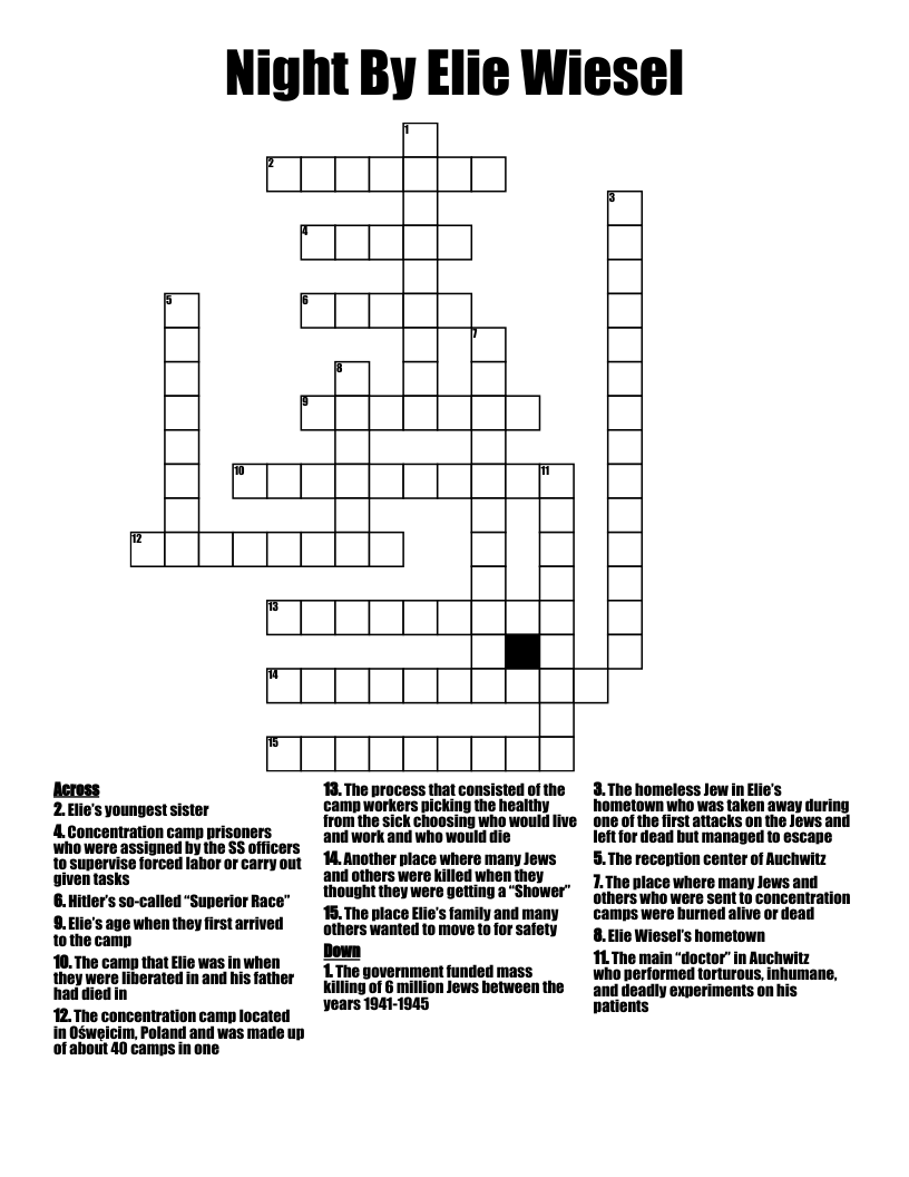 Author Wiesel Crossword Puzzle Clue