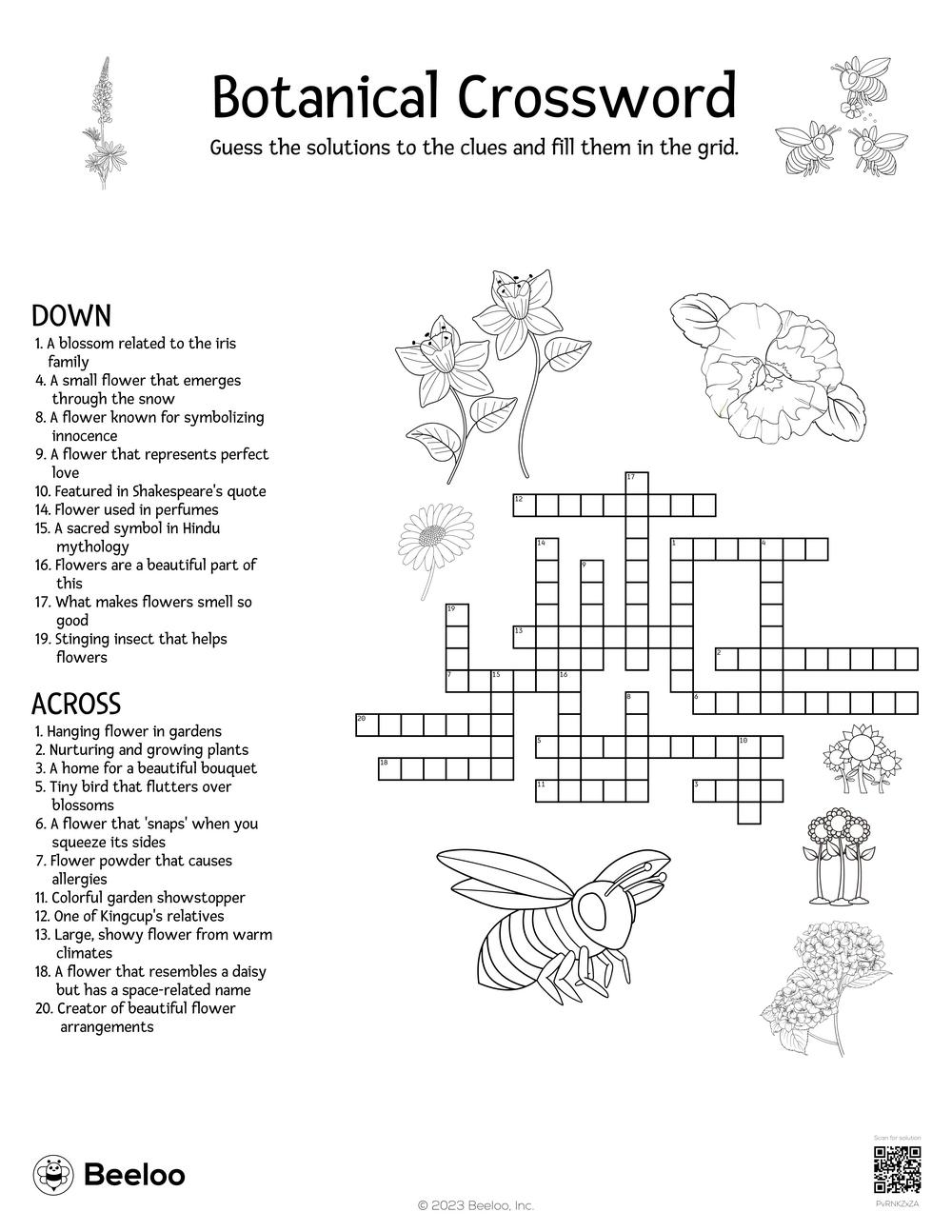Botanical Crossword Beeloo Printable Crafts And Activities For Kids Botanical Crossword Beeloo Printable Crafts And Activities For Kids