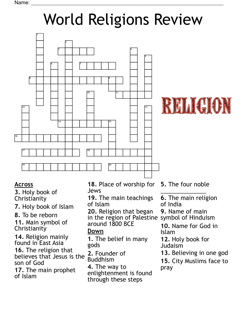 Buddhism Crossword Puzzle WordMint