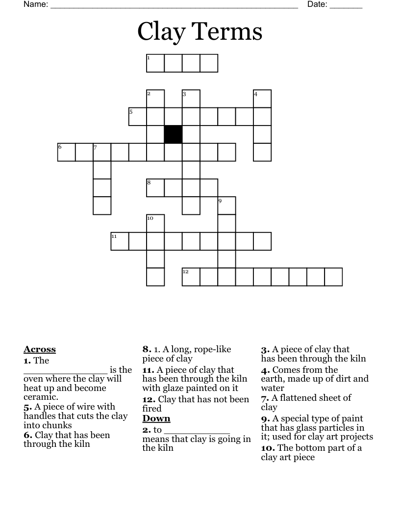 Clay Terms Crossword WordMint Clay Terms Crossword WordMint