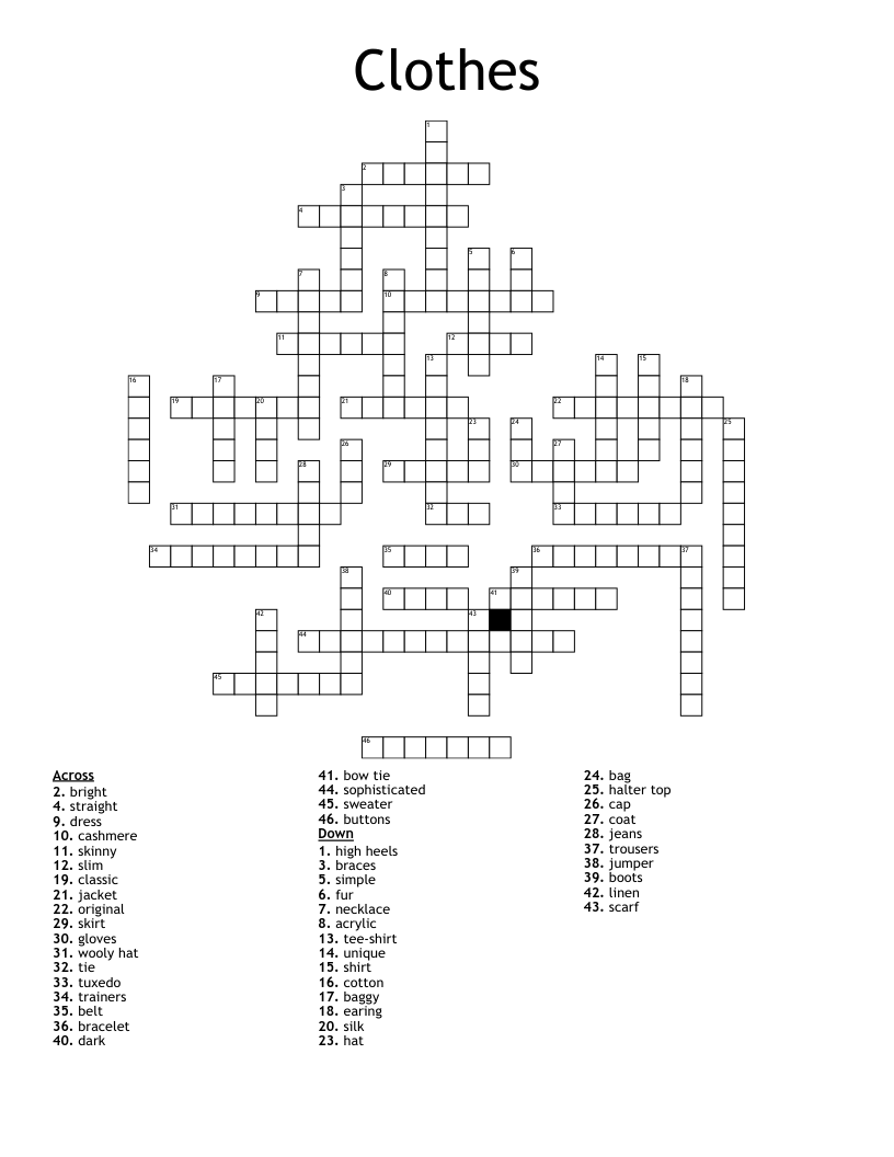 clothing crossword clue