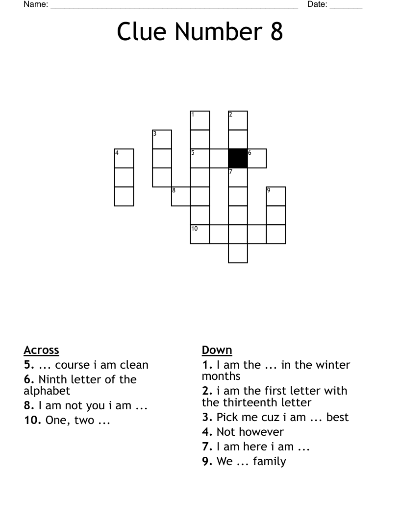 Clue Number 8 Crossword WordMint