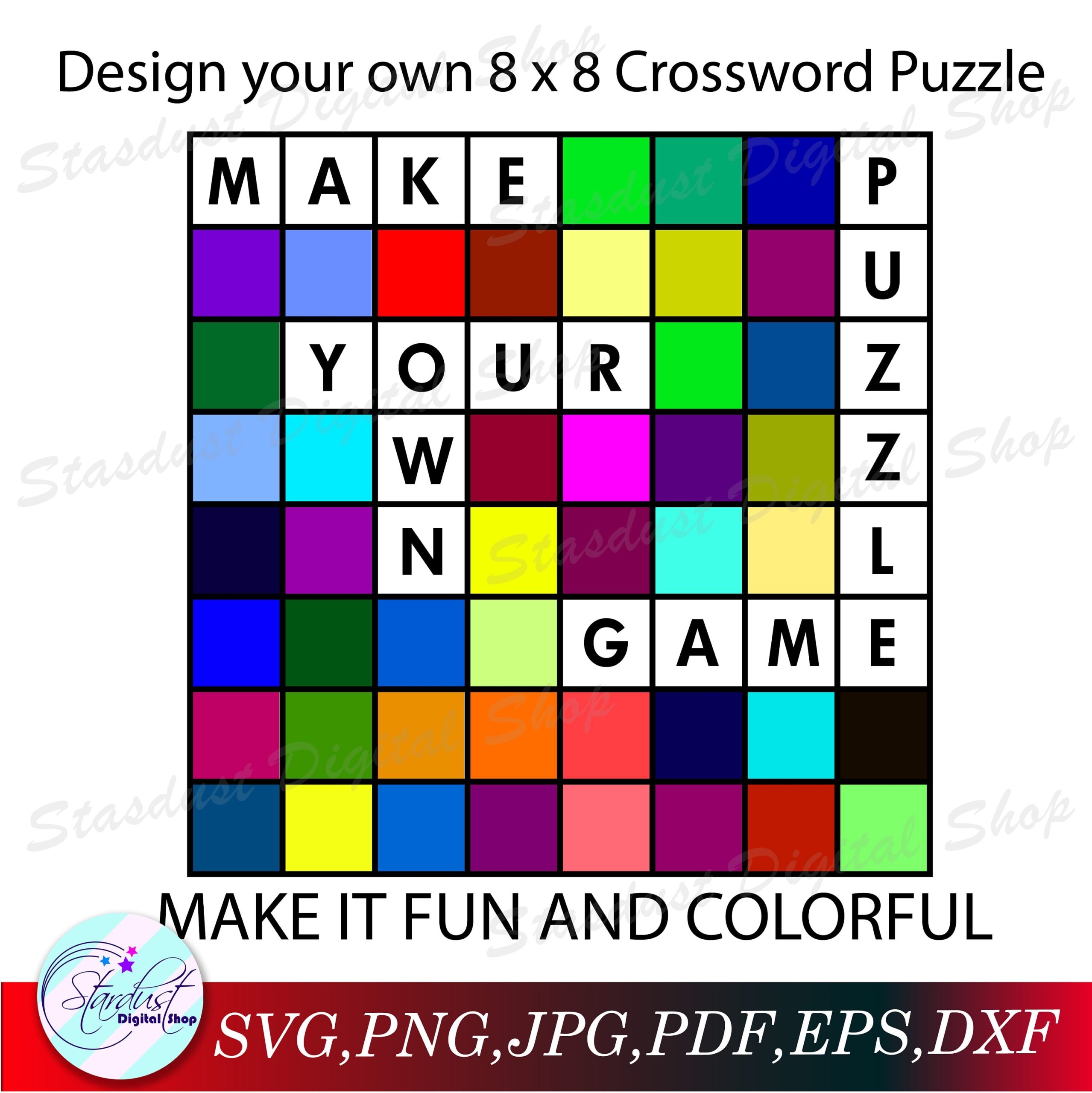Customizable Crossword 8x8 SVG Etsy
