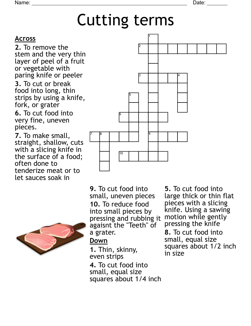 Cutting Terms Crossword WordMint