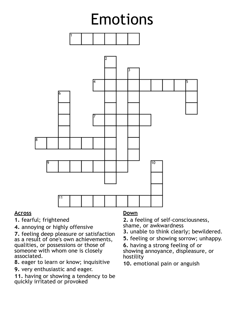 Emotions Crossword WordMint