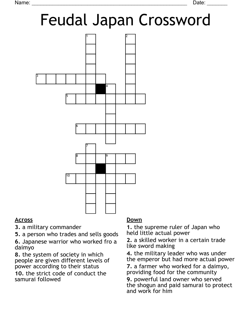 Feudal Japan Crossword WordMint