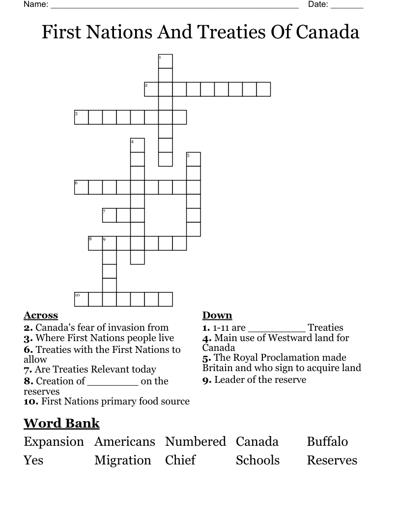 indigenous people of canada crossword