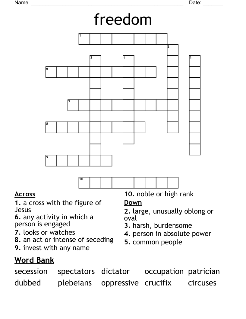 Freedom Crossword WordMint