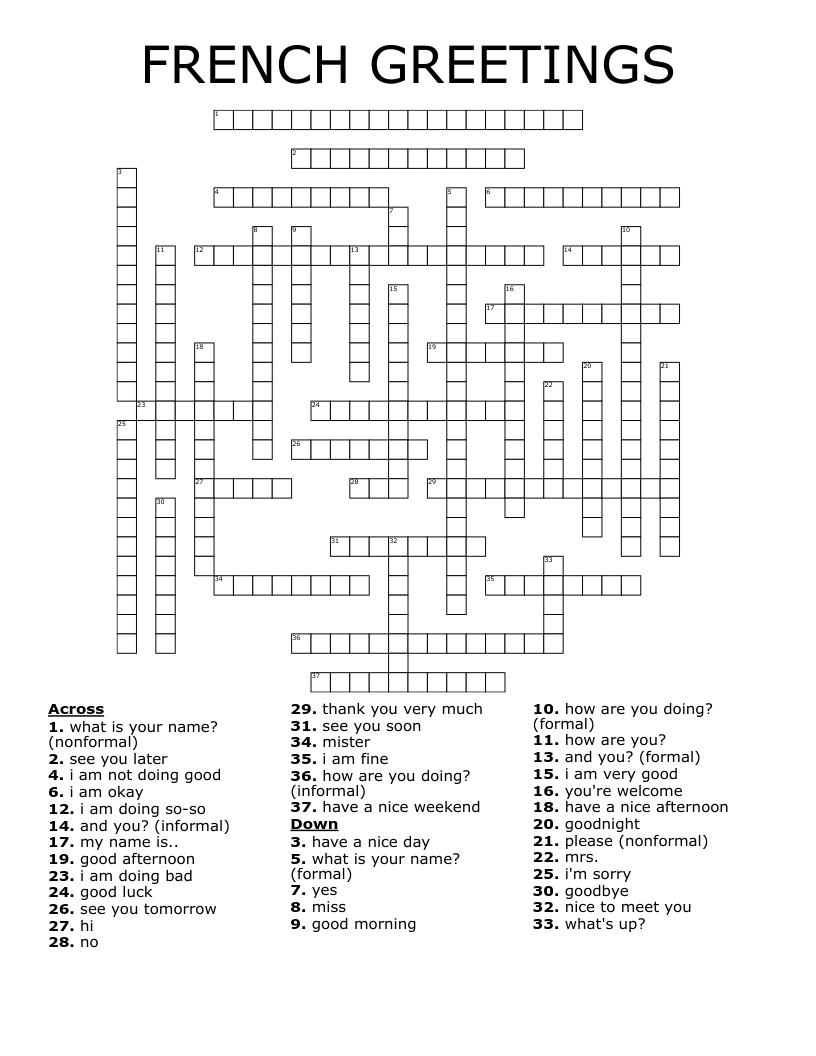 farewell in french crossword clue