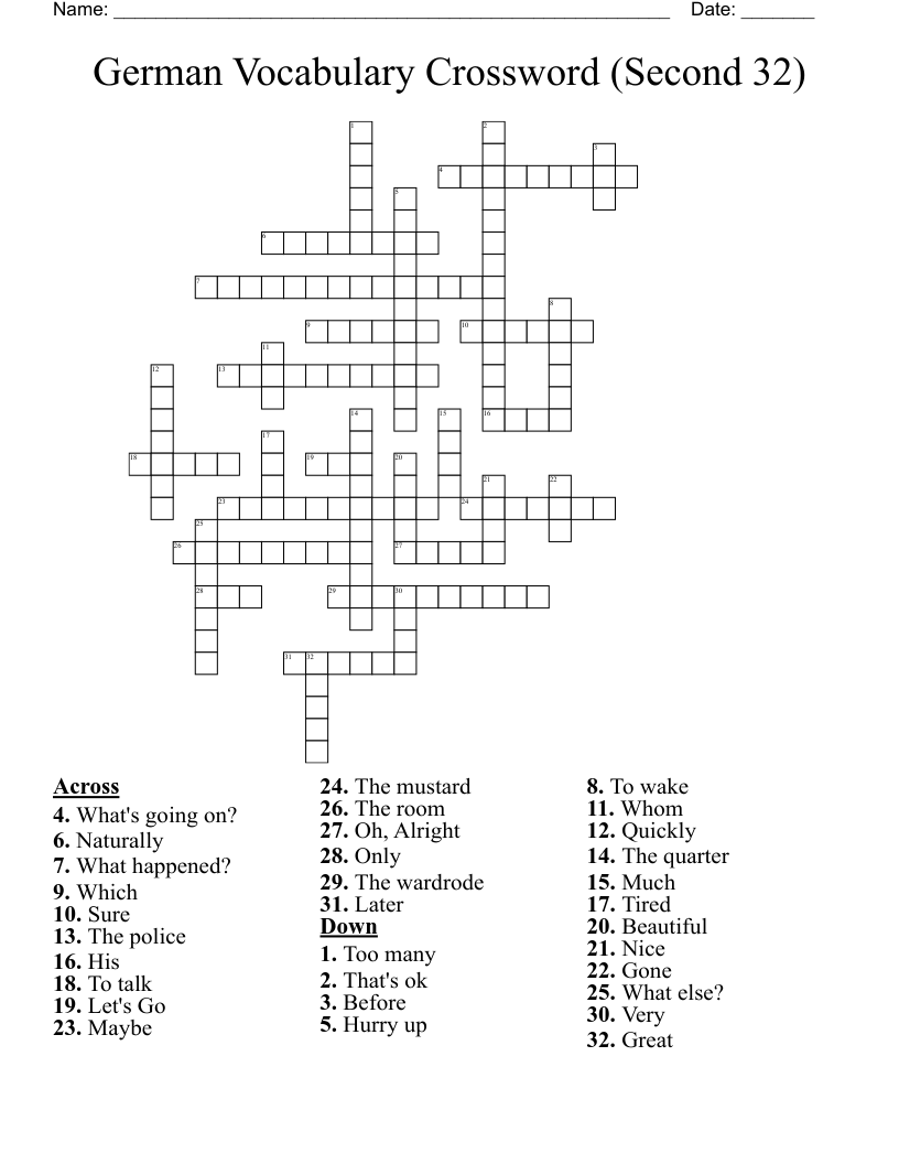 crossword german article