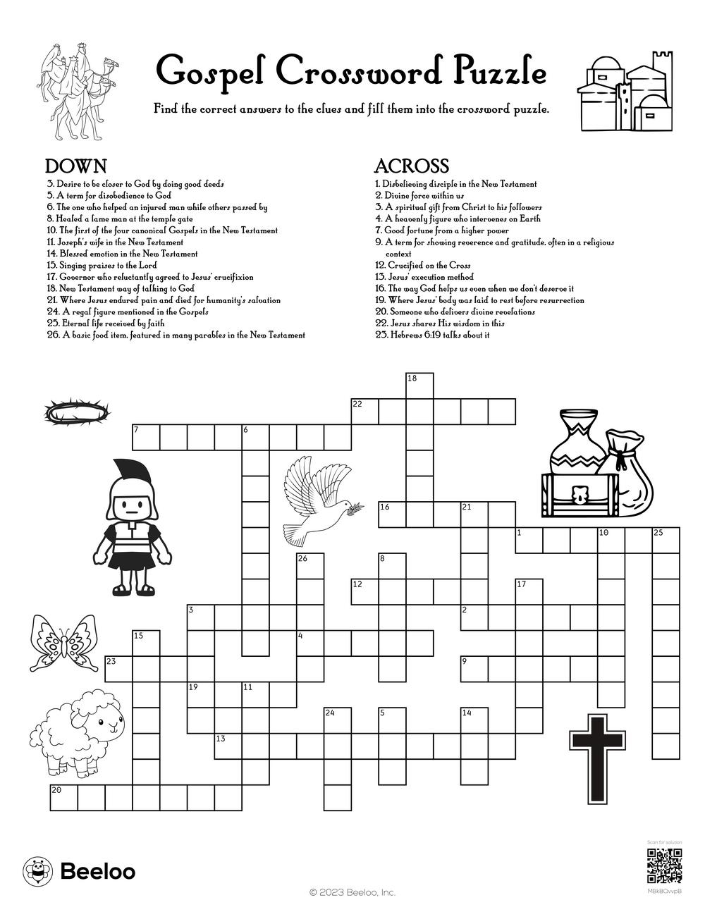 Gospel Crossword Puzzle Beeloo Printable Crafts And Activities For Kids