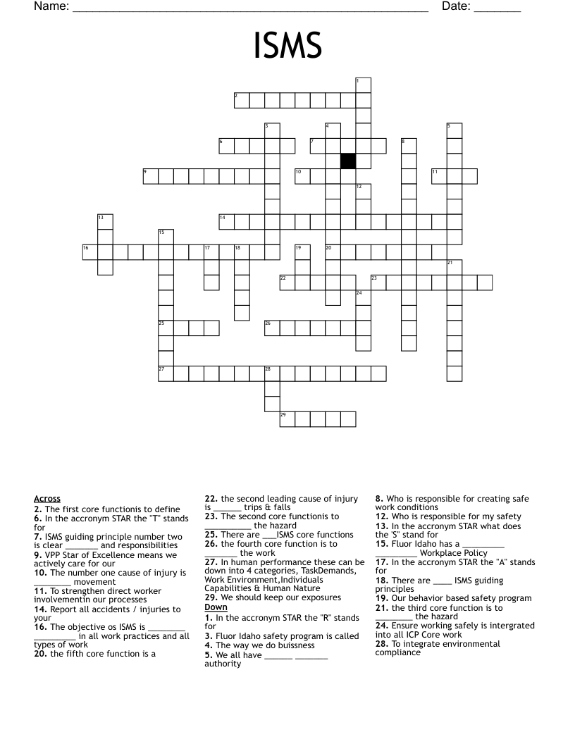 ISMS Crossword WordMint ISMS Crossword WordMint