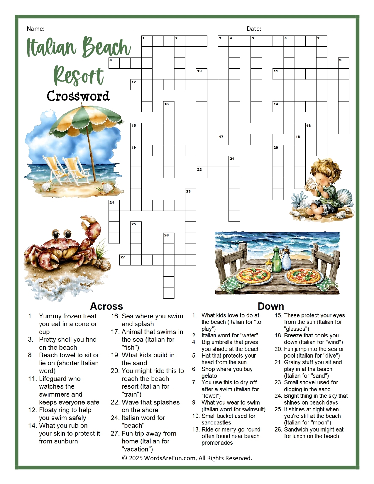 vacation resorts crossword clue