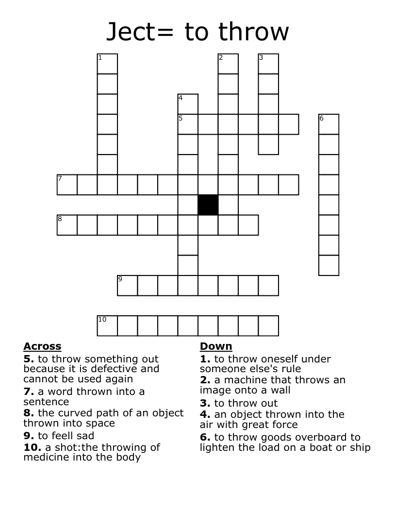 Ject To Throw Crossword WordMint