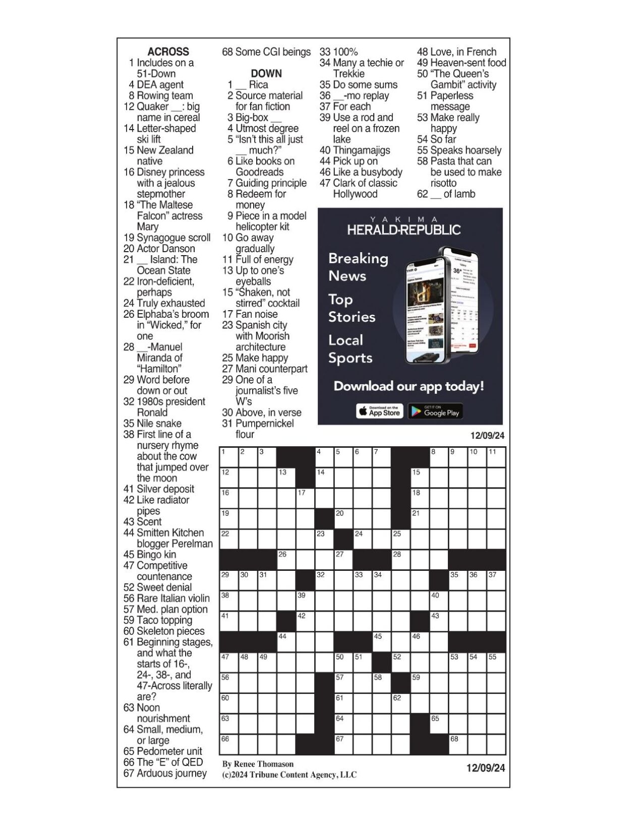 LA Times Crossword Dec 9 2024 Crosswords Yakimaherald