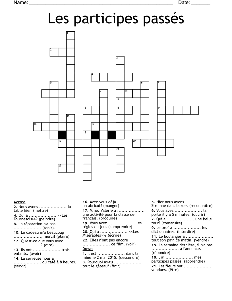 mine in french crossword