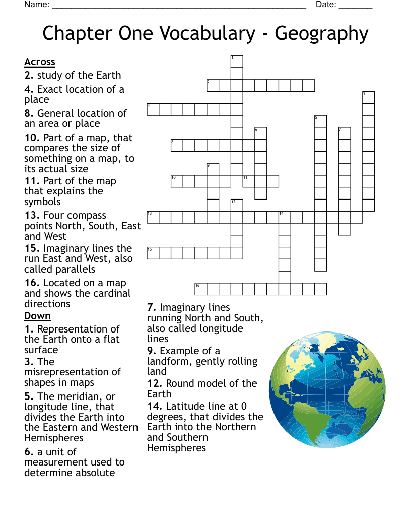 letter writing and map reading crossword