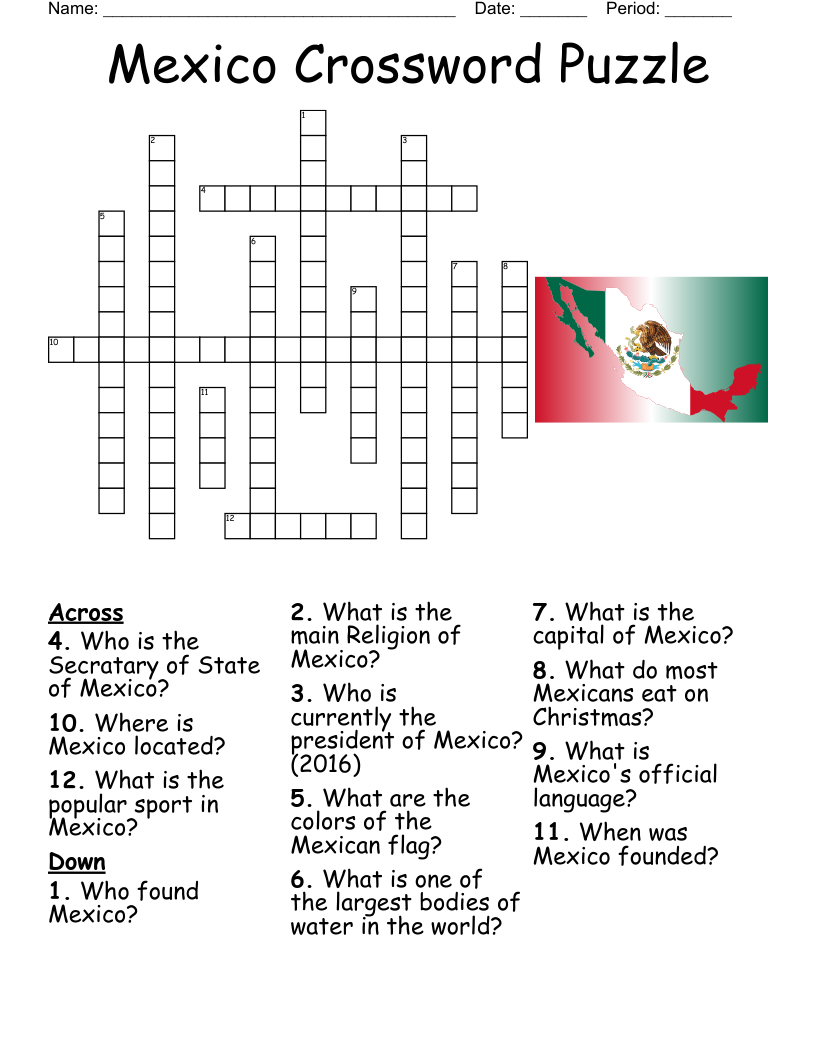 Mexico Fun Facts Crossword WordMint
