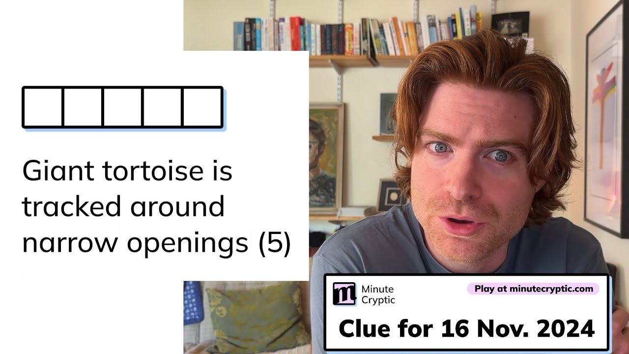 Minute Cryptic Clue 144 For 16 Nov 2024 Giant Tortoise Is Tracked Around Narrow Openings 5 YouTube