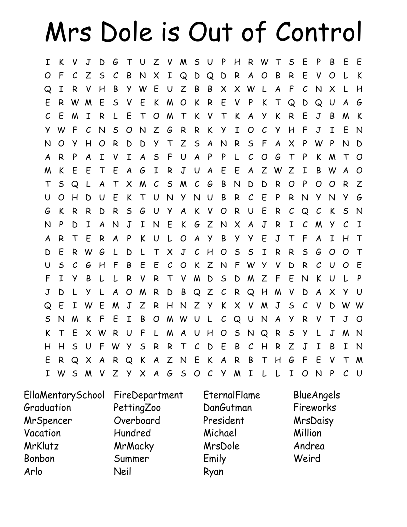 Miss Lazar Is Bizarre Word Search WordMint