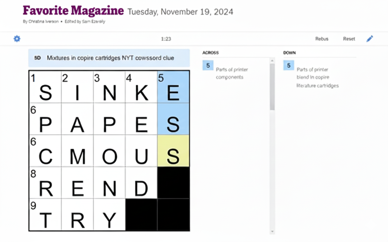 mixtures in copier cartridges nyt crossword
