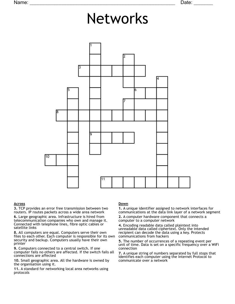 Networks Crossword WordMint