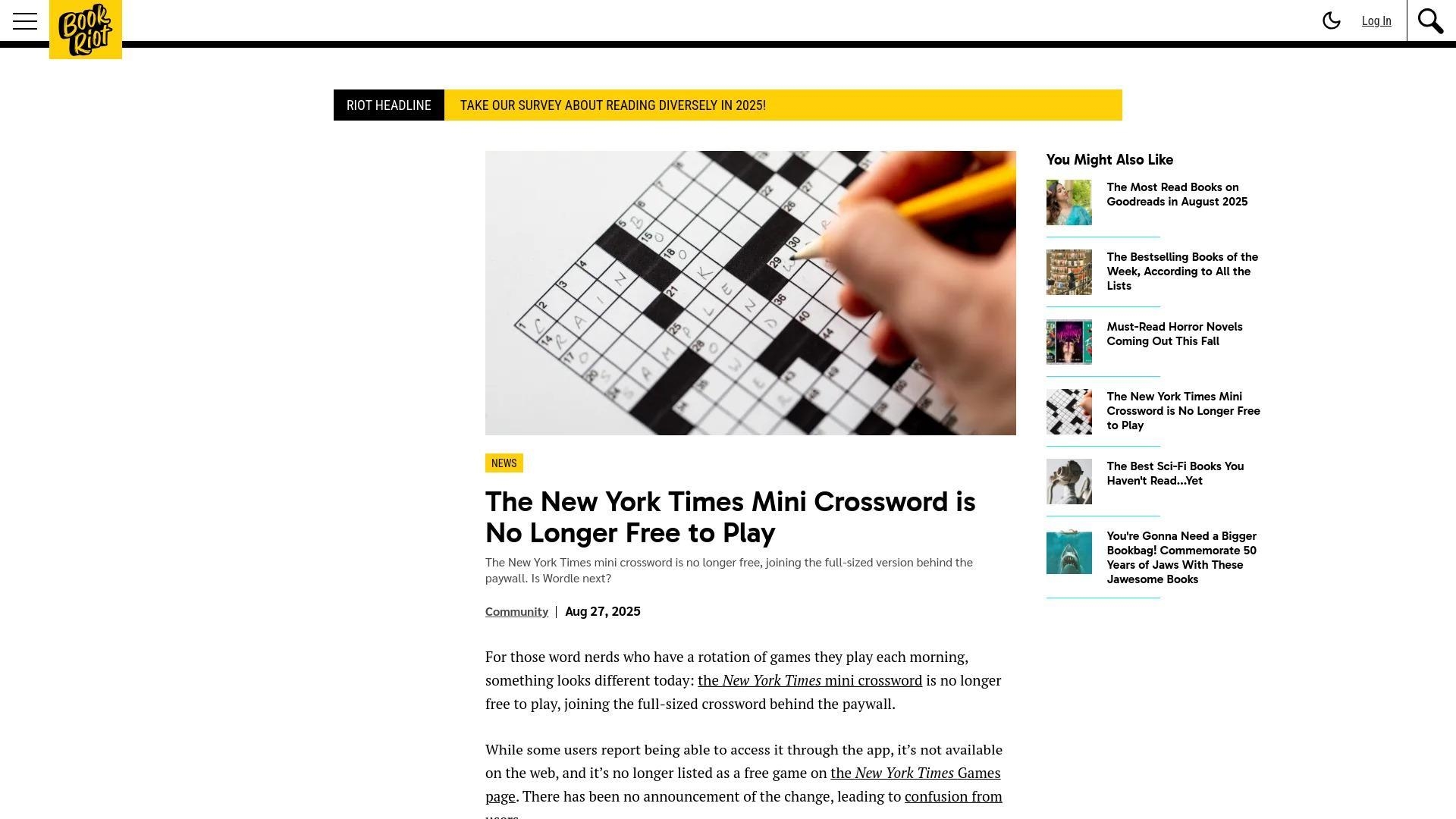 NYT Mini Crossword Goes Behind Paywall As Community Scrambles For Free Alternatives BigGo News