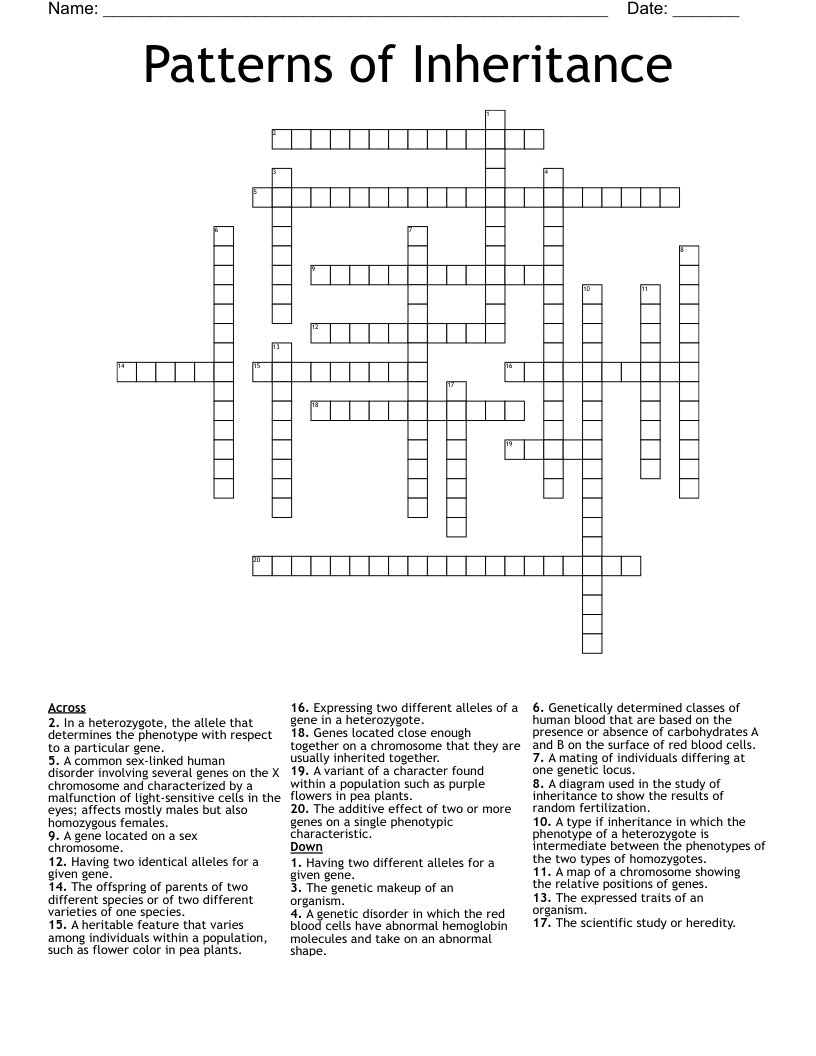 gene variant crossword gene variant crossword