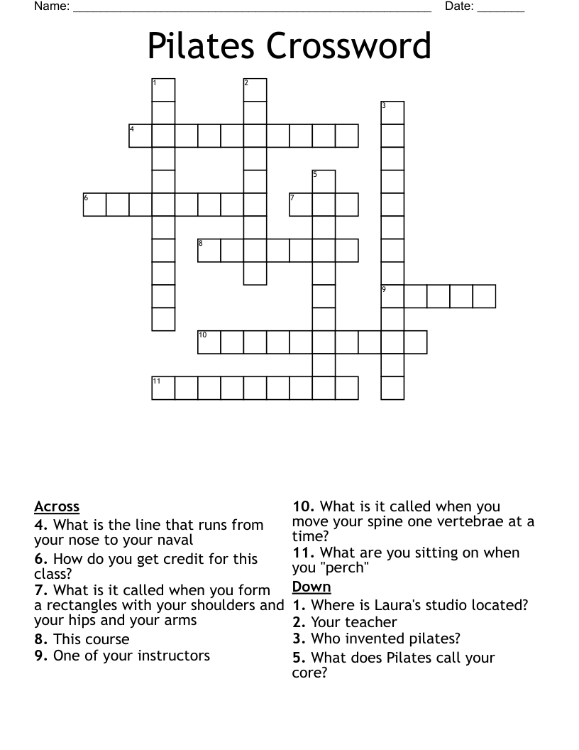 Pilates Crossword WordMint