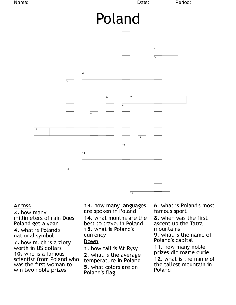 Poland Crossword WordMint Poland Crossword WordMint