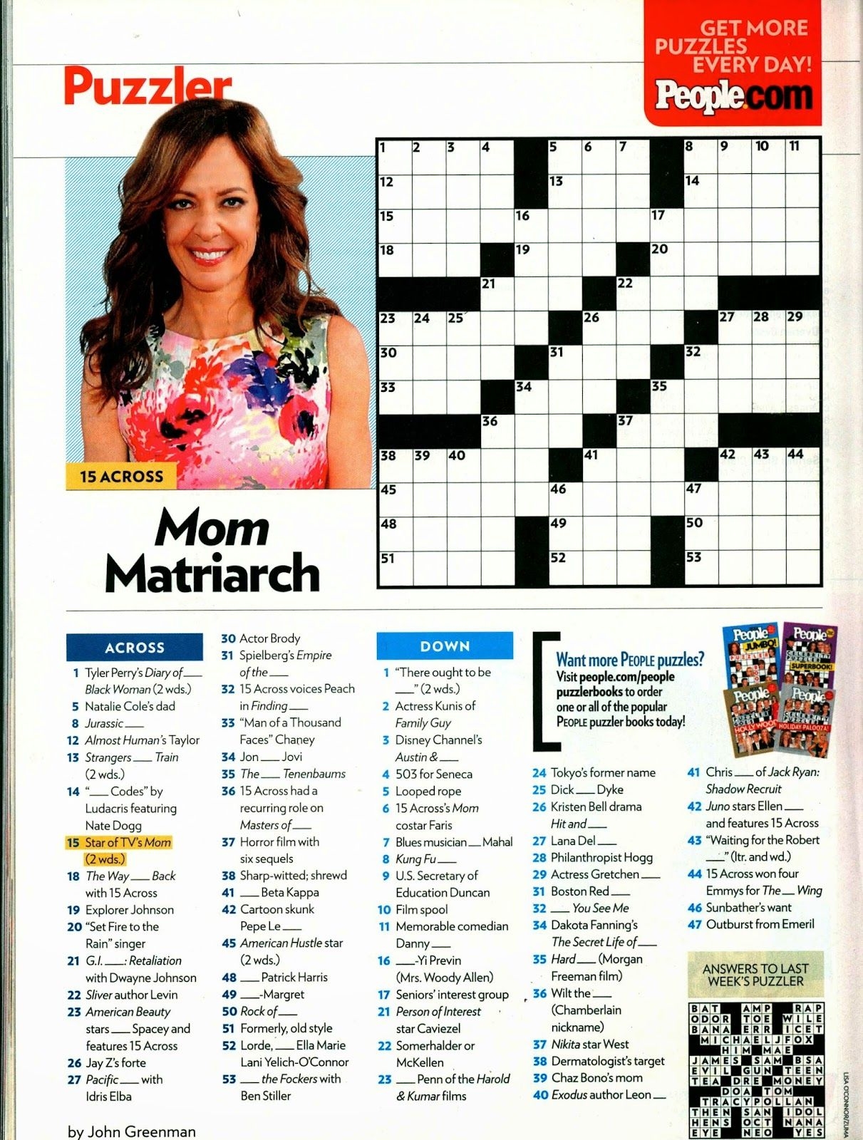 Crossword Puzzle In People Magazine