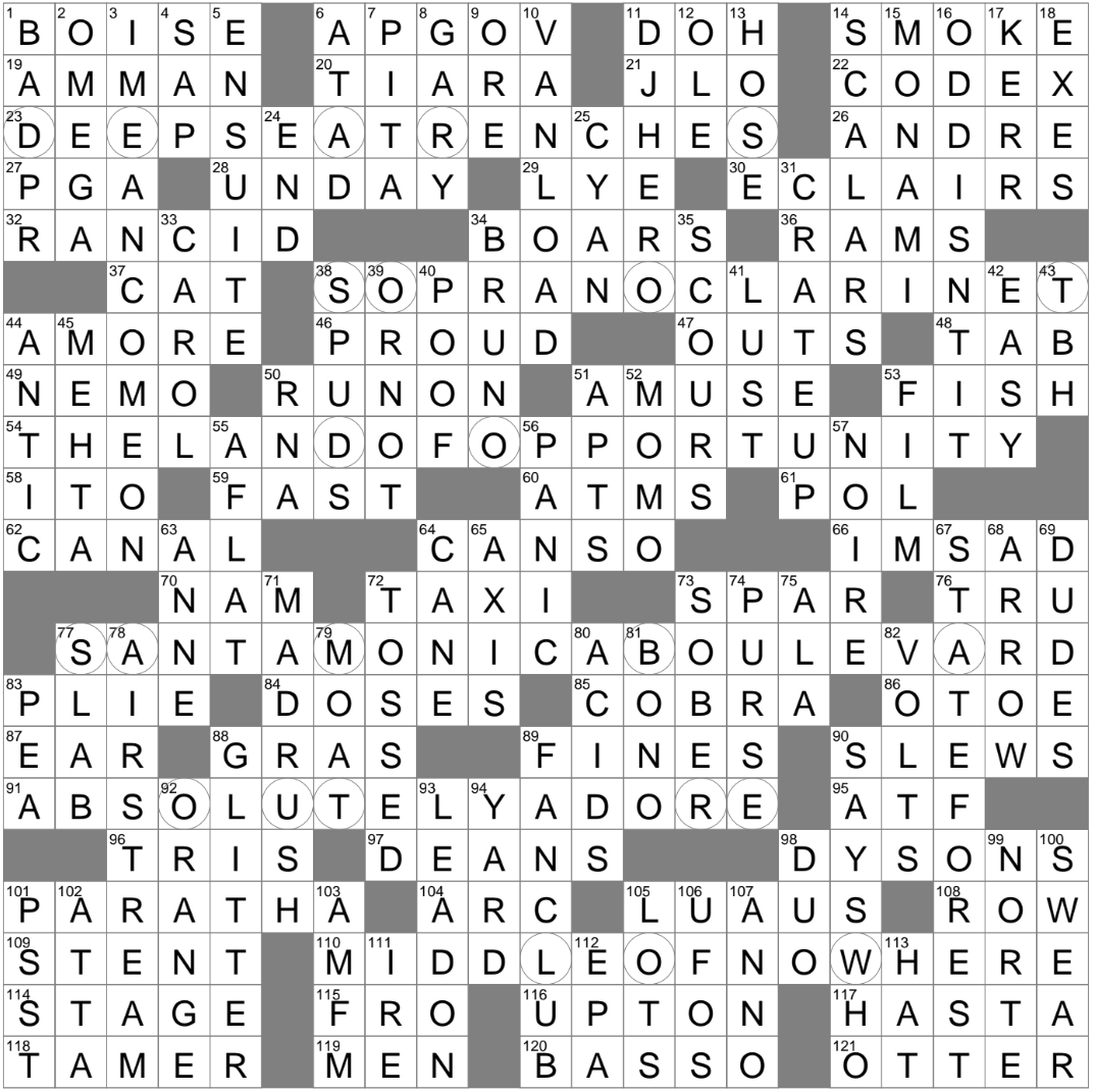 government course content crossword clue