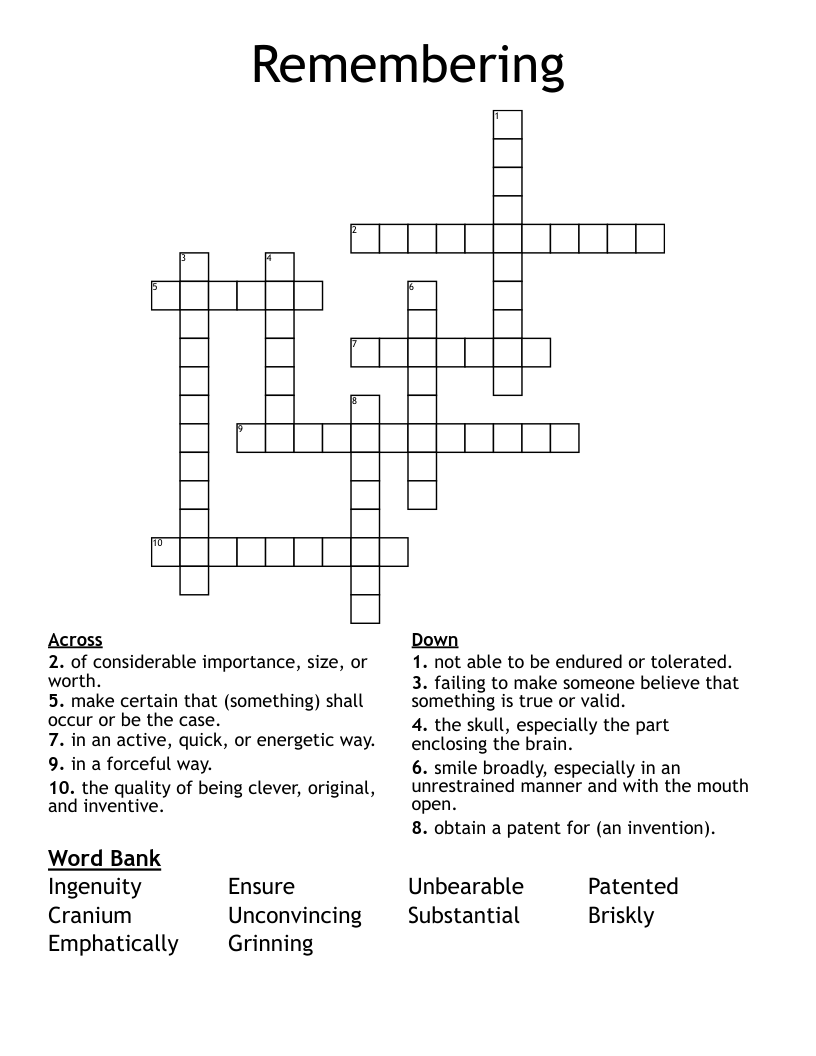 Remembering Crossword WordMint