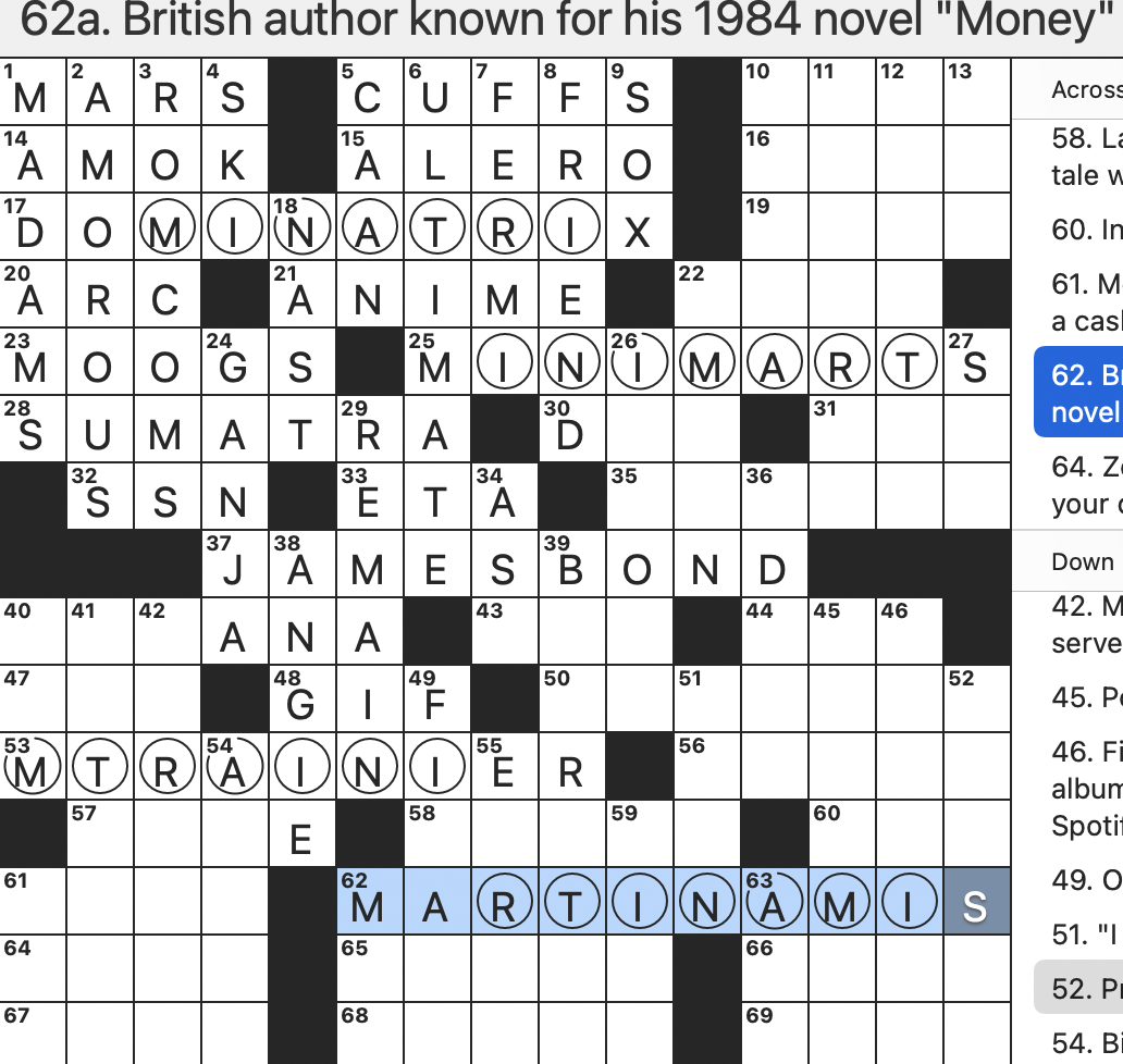 Rex Parker Does The NYT Crossword Puzzle British Author Known For His 1984 Novel Money TUE 5 2 23 Final Oldsmobile Model First Female Singer To Have Multiple Albums Exceed 10 Rex Parker Does The NYT Crossword Puzzle British Author Known For His 1984 Novel Money TUE 5 2 23 Final Oldsmobile Model First Female Singer To Have Multiple Albums Exceed 10