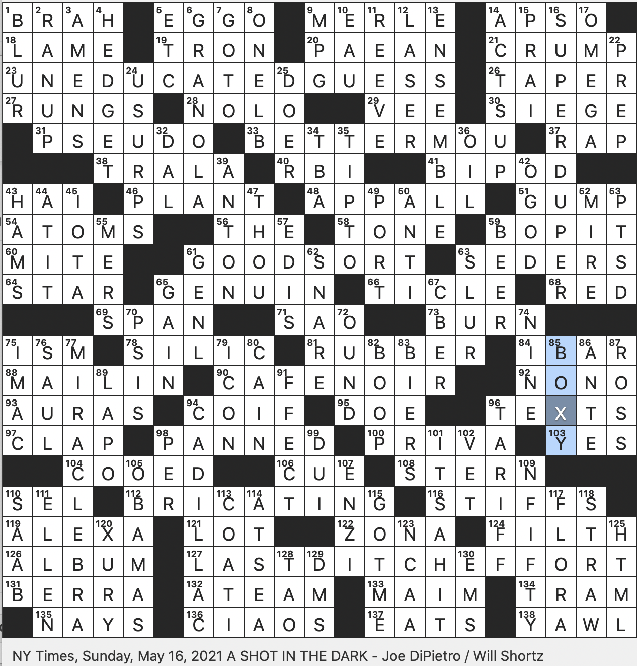 praise highly crossword puzzle clue