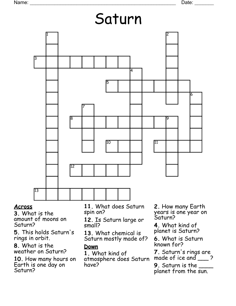 Saturn Crossword WordMint