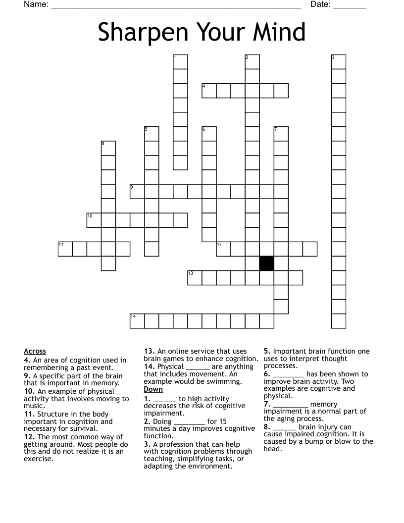 Sharpen Your Mind Crossword WordMint
