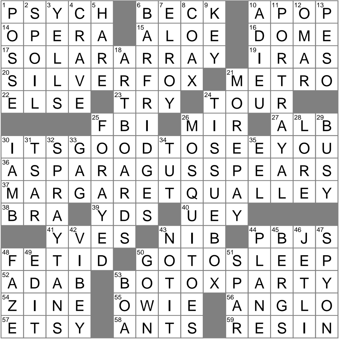 Springtime Side Crossword Clue Archives LAXCrossword