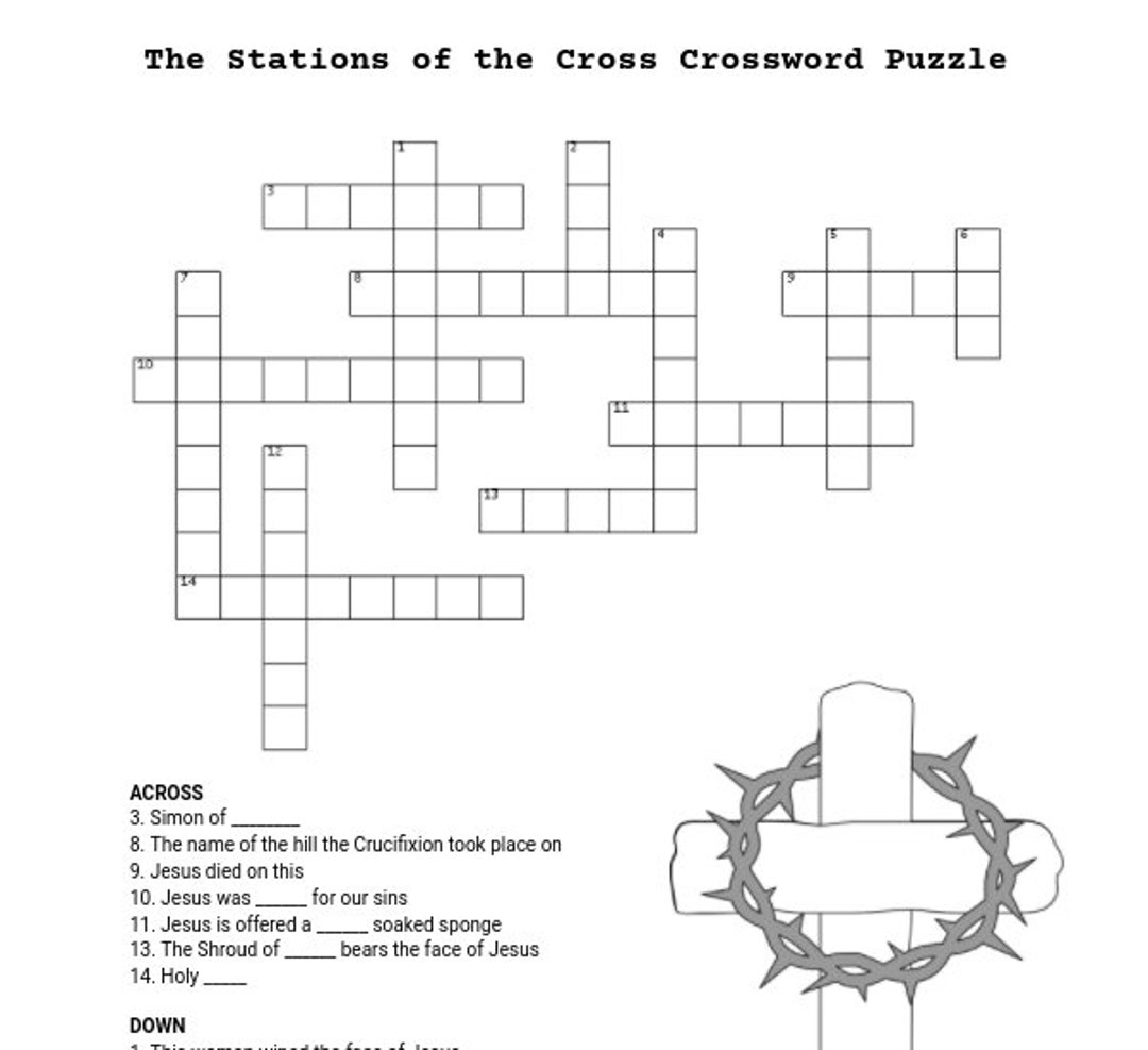 Stations Of The Cross Crossword Puzzle PDF Etsy