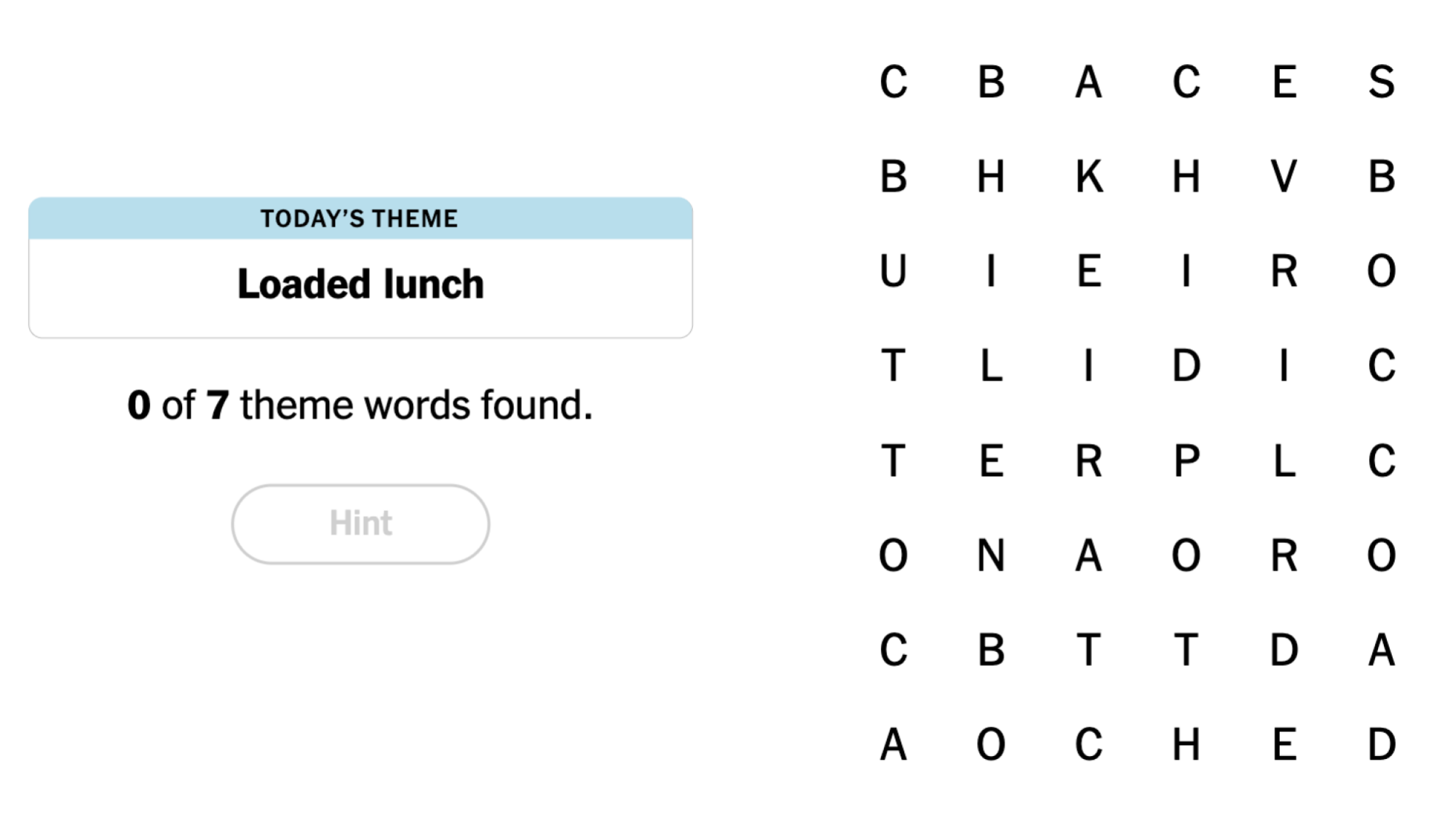 packed lunch nyt crossword