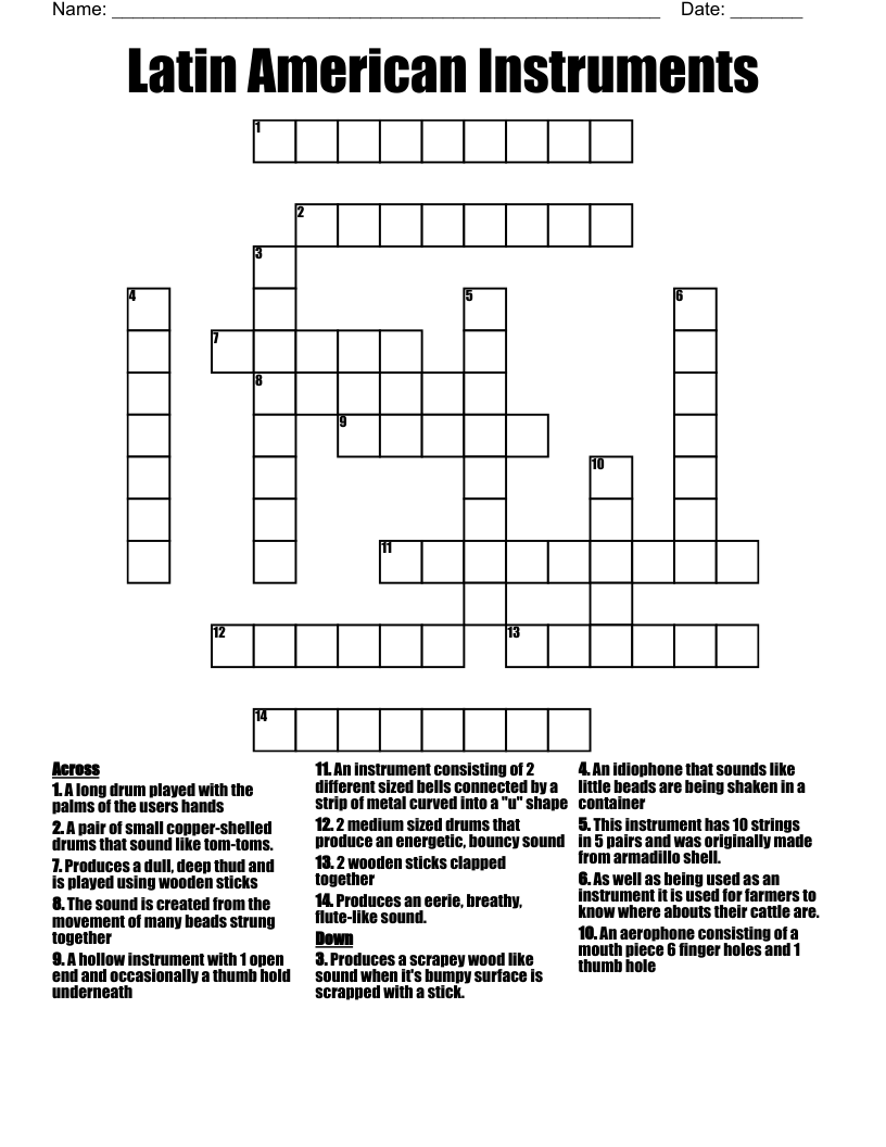 stringed instrument crossword puzzle clue
