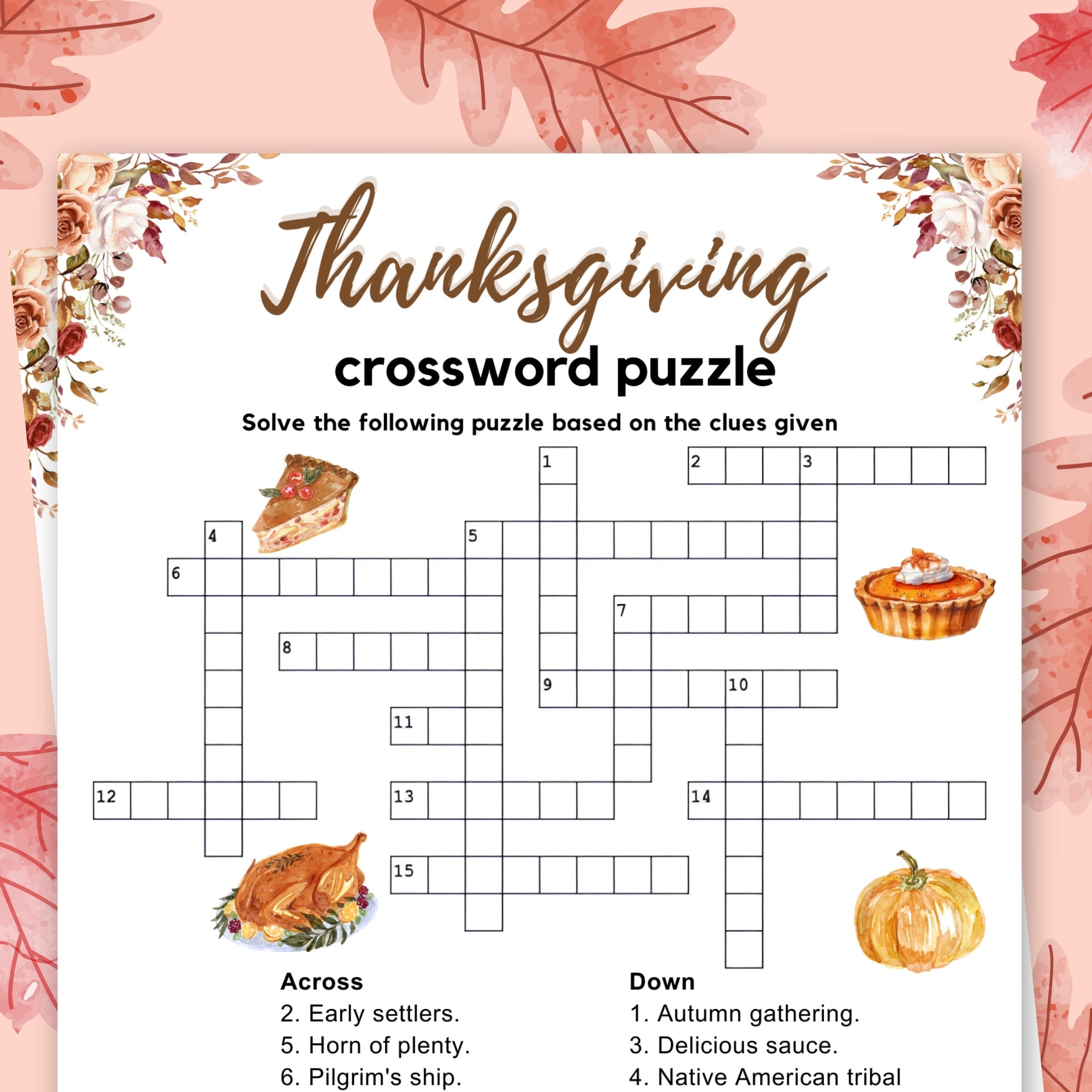 Thanksgiving Crossword Puzzle Thanksgiving Day Crossword Answer Printable Thanksgiving Games Friendsgiving Kids Thanksgiving Dinner Game Etsy Israel