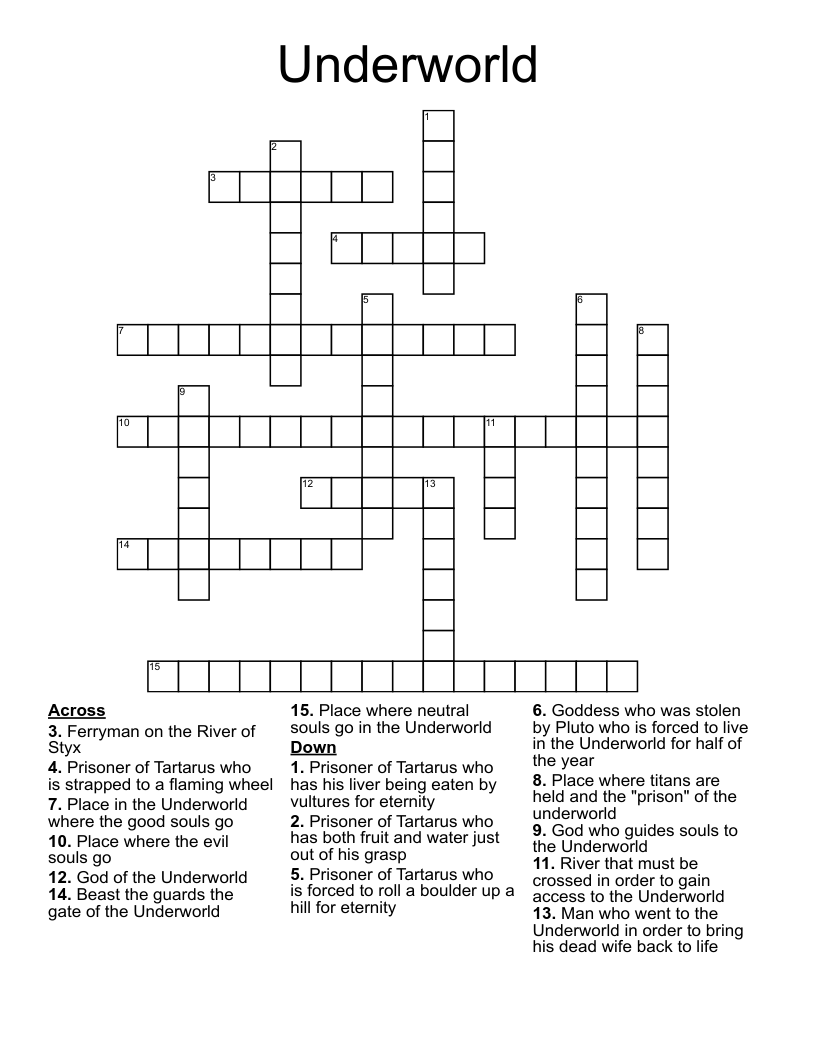 Underworld Crossword WordMint