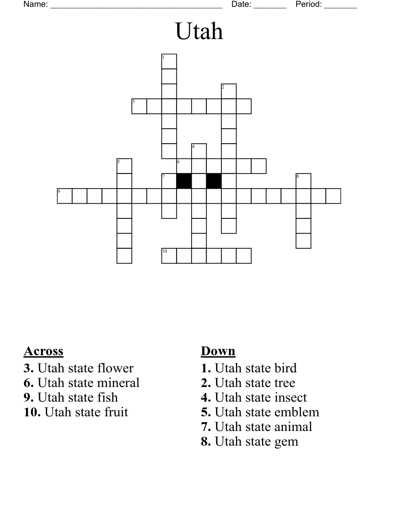 utah city crossword puzzle clue