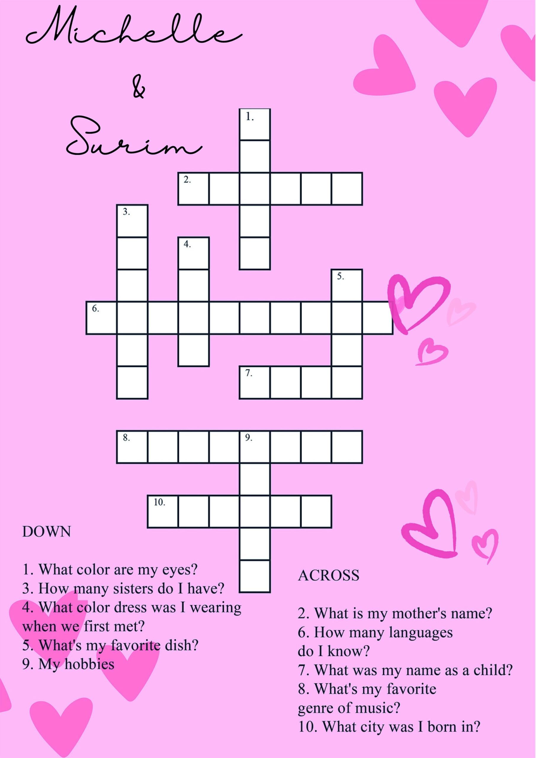 cute crossword puzzles for boyfriend