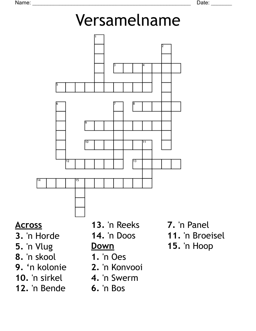 Versamelname Crossword WordMint