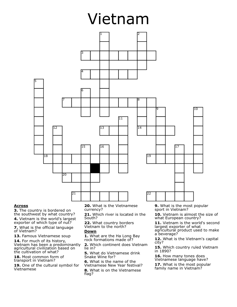 vietnamese new year crossword