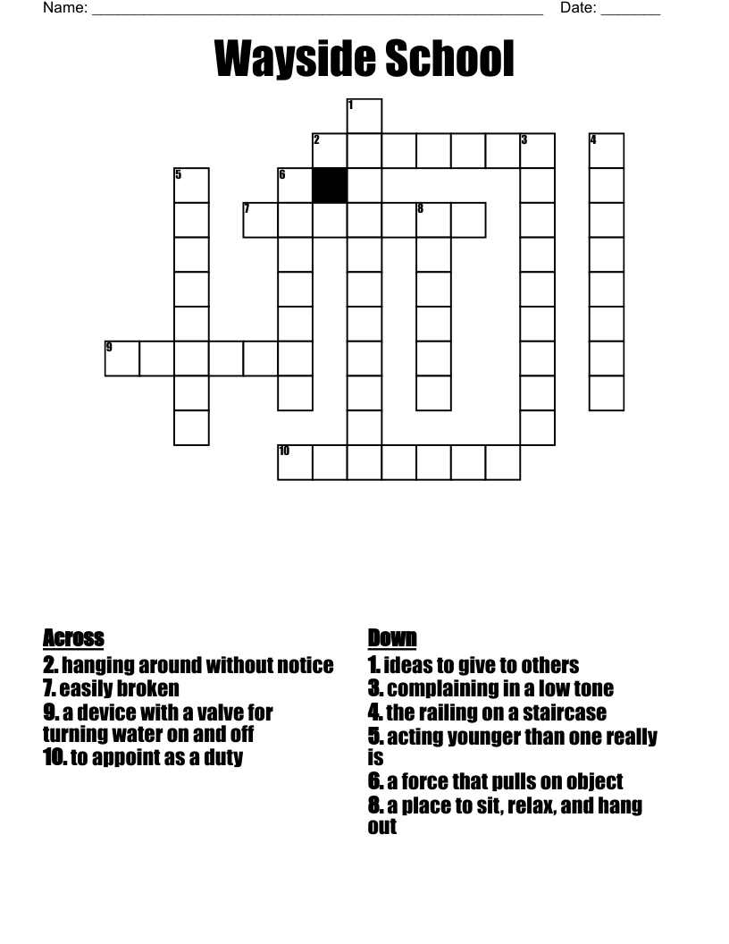 Wayside School Crossword WordMint